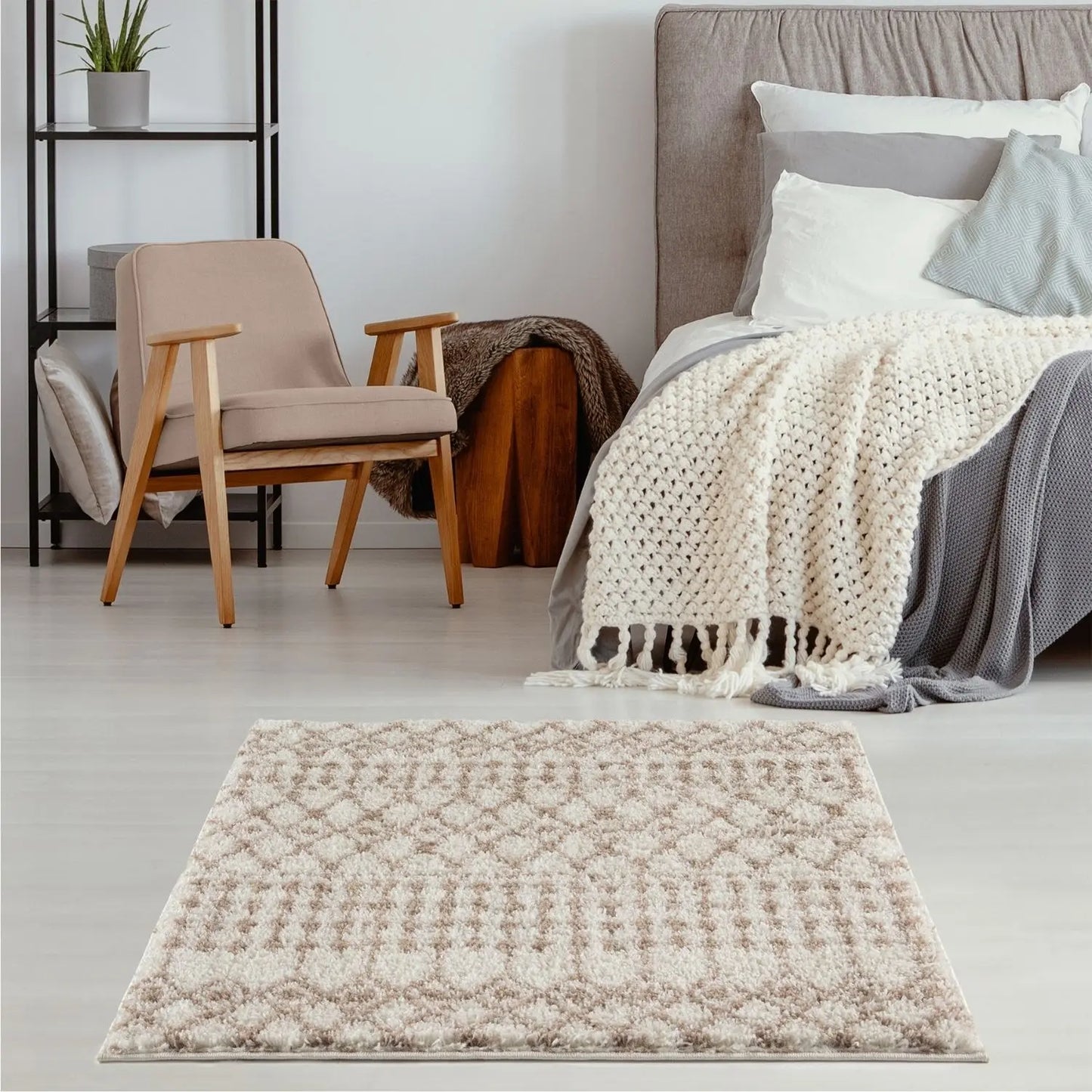 Moroccan Ivory Beige Shaggy Rug | 1030 The Rugs