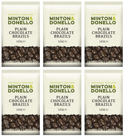 6 x Minton & Donello Plain Chocolate Brazils - 125g
