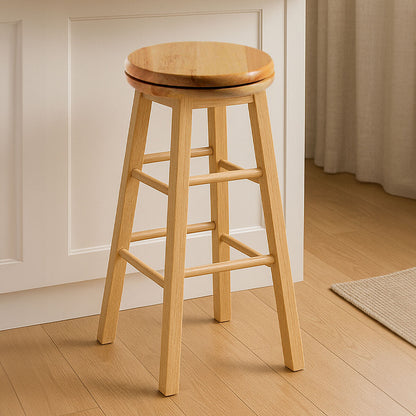 Chester Natural Tropical Hevea Wood Revolving Kitchen or Bar Stool