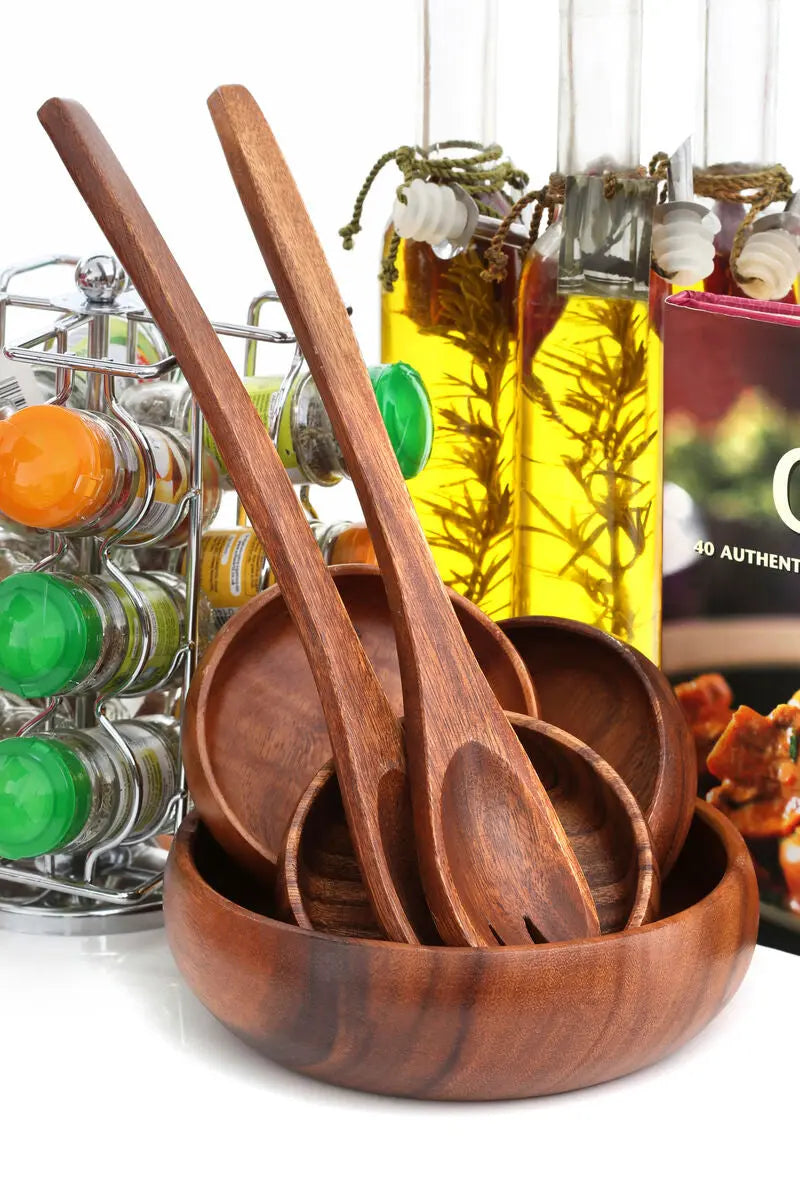 Acacia 7 Piece Salad Serving Set | Kora Orsina