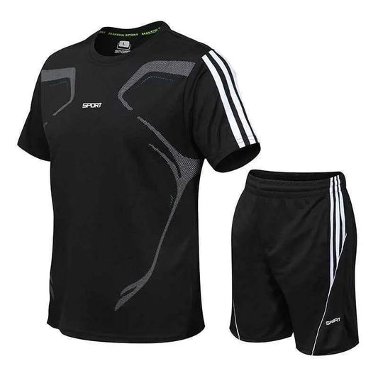 Men's Breathable Activewear Set - Moisture-Wicking T-Shirt & Quick-Dry Shorts Allen-Fitness