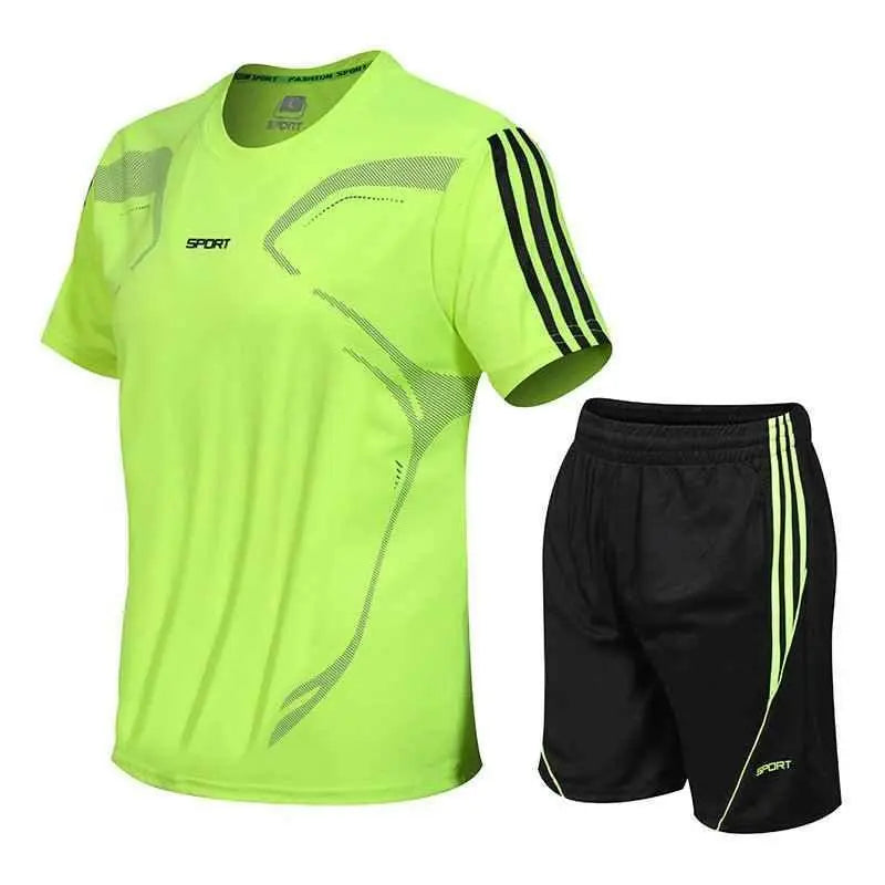 Men's Breathable Activewear Set - Moisture-Wicking T-Shirt & Quick-Dry Shorts Allen-Fitness