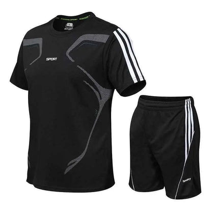 Men's Breathable Activewear Set - Moisture-Wicking T-Shirt & Quick-Dry Shorts Allen-Fitness
