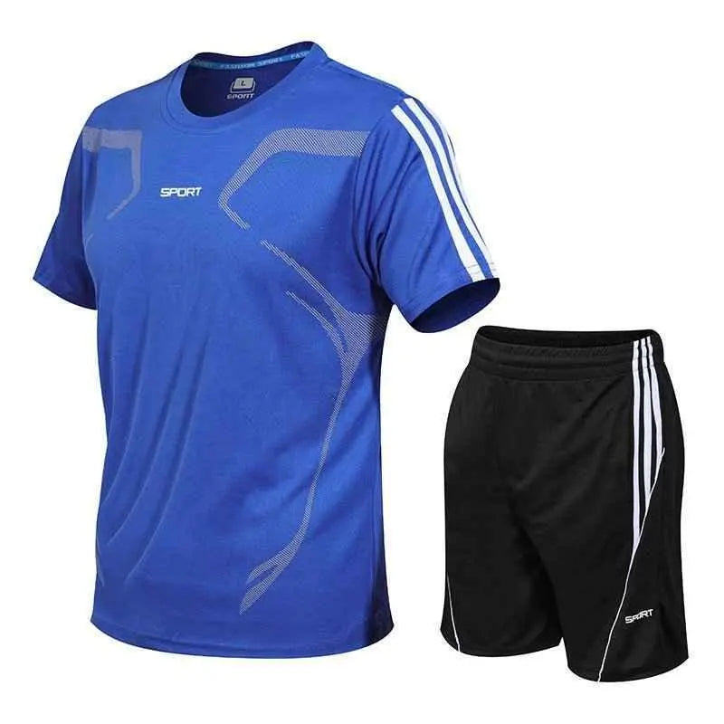Men's Breathable Activewear Set - Moisture-Wicking T-Shirt & Quick-Dry Shorts Allen-Fitness