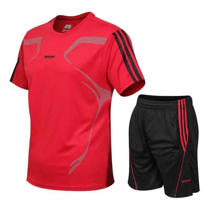 Men's Breathable Activewear Set - Moisture-Wicking T-Shirt & Quick-Dry Shorts Allen-Fitness
