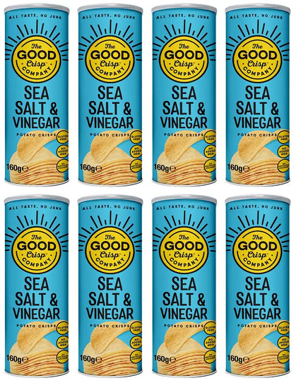 8 x The Good Crisp Company Sea Salt & Vinegar - 160g British Grocery