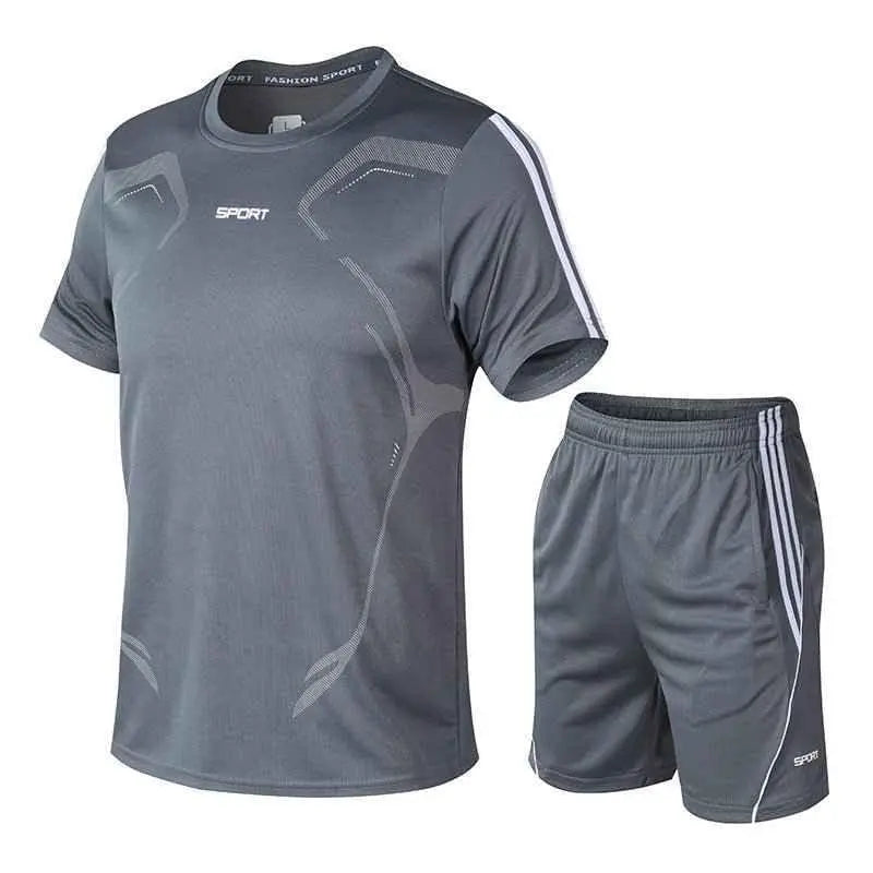 Men's Breathable Activewear Set - Moisture-Wicking T-Shirt & Quick-Dry Shorts Allen-Fitness
