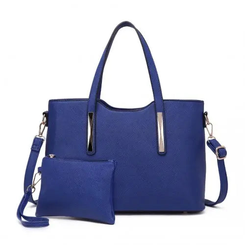 S1719 - Miss Lulu Pu Leather Handbag & Purse - Navy Blue Pirate