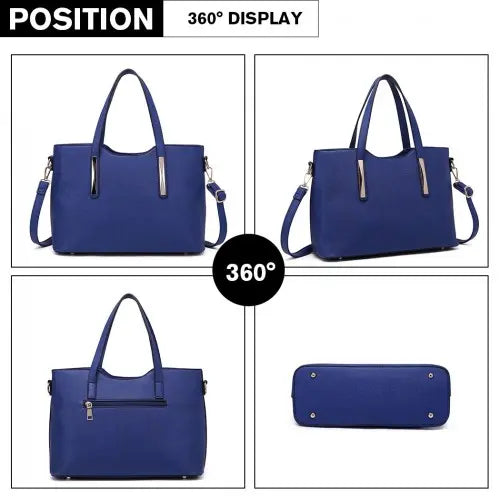 S1719 - Miss Lulu Pu Leather Handbag & Purse - Navy Blue Pirate