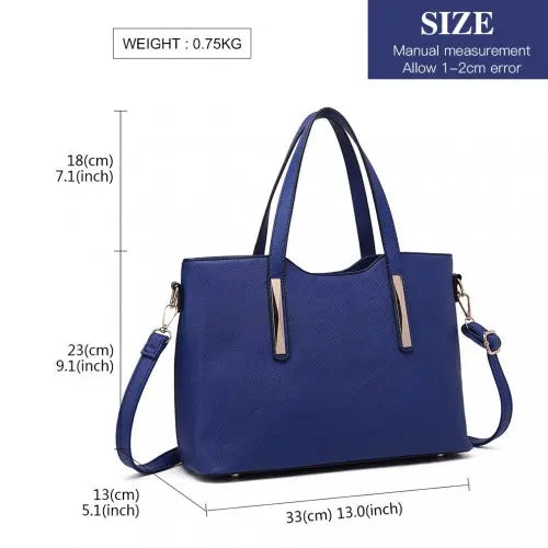 S1719 - Miss Lulu Pu Leather Handbag & Purse - Navy Blue Pirate