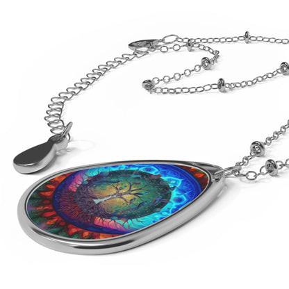 Oval Tree of Life Necklace — Enamel Teardrop Pendant, Spiritual Boho Jewelry Gift Printify