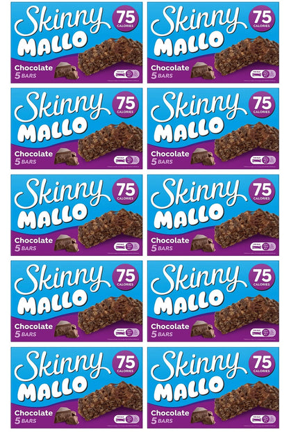 10 x Skinny Mallo Chocolate Snack Bars 5 Pack - 5X19GM