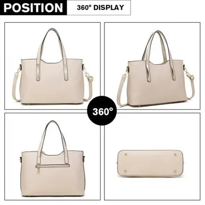 S1719 - Miss Lulu PU Leather Handbag & Purse - Beige Blue Pirate