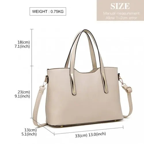 S1719 - Miss Lulu PU Leather Handbag & Purse - Beige Blue Pirate