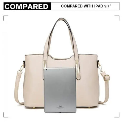 S1719 - Miss Lulu PU Leather Handbag & Purse - Beige Blue Pirate