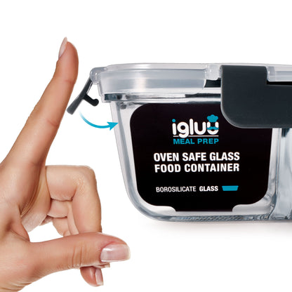 Glass Food Storage Containers with Airtight Lids - 1050ml - 5 PACK
