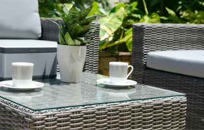 Marbella 5-Seater Garden Lounge Set with Ottoman Chaise | Grey Cushions