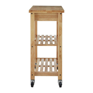 Harlow Natural Tropical Hevea Wood 2 Drawer Kitchen Trolley