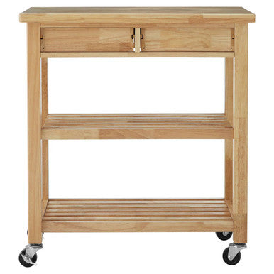 Harlow Natural Tropical Hevea Wood 2 Drawer Kitchen Trolley