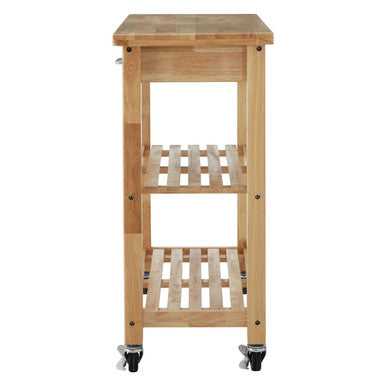 Harlow Natural Tropical Hevea Wood 2 Drawer Kitchen Trolley