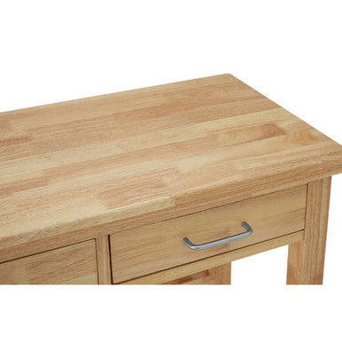 Harlow Natural Tropical Hevea Wood 2 Drawer Kitchen Trolley