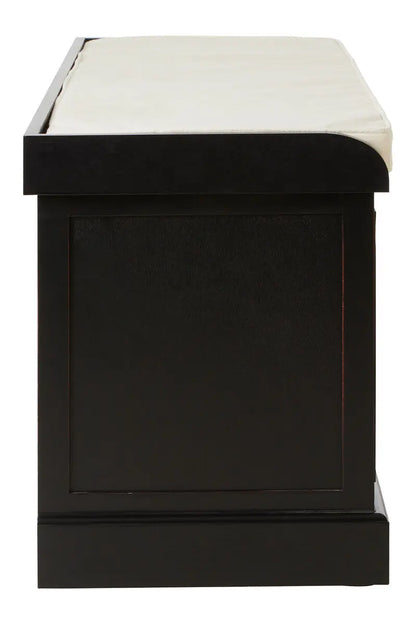 Heritage Black Three Drawer Storage Bench with Cushion Orsina