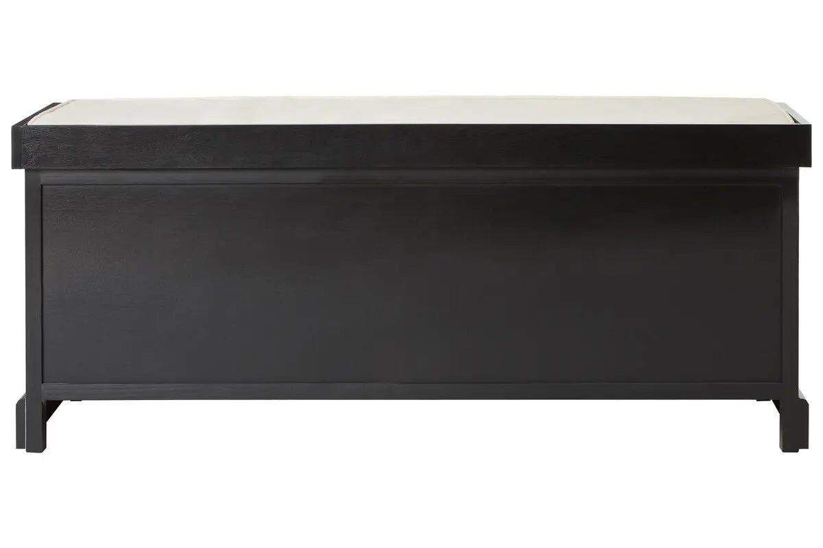 Heritage Black Three Drawer Storage Bench with Cushion Orsina