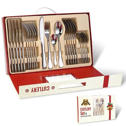 24Pcs Christmas Gifts Cutlery Set in Stainless Steel