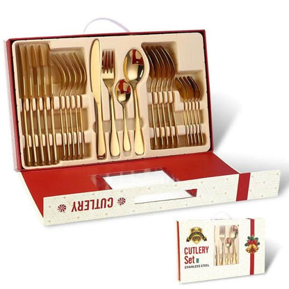 24Pcs Christmas Gifts Cutlery Set in Stainless Steel