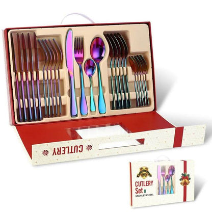 24Pcs Christmas Gifts Cutlery Set in Stainless Steel
