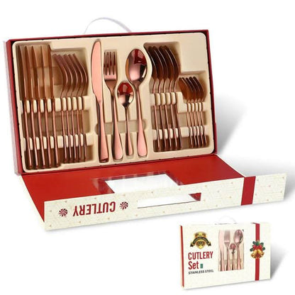 24Pcs Christmas Gifts Cutlery Set in Stainless Steel