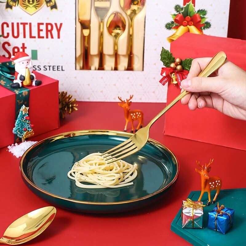 24Pcs Christmas Gifts Cutlery Set in Stainless Steel