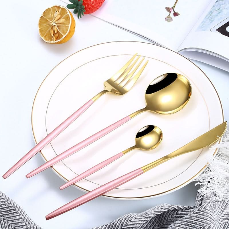 24pcs Gold or Stainless Steel, Boxed Dinnerware Set