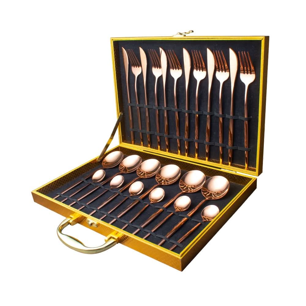 24pcs Gold or Stainless Steel, Boxed Dinnerware Set