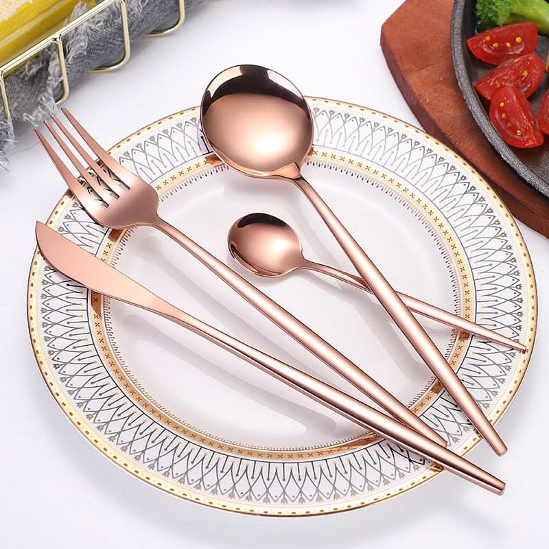 24pcs Gold or Stainless Steel, Boxed Dinnerware Set