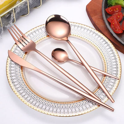 24pcs Gold or Stainless Steel, Boxed Dinnerware Set