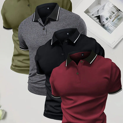 4-Pack Men's Summer Polo Shirts, Solid Color Short Sleeve, Regular Fit, Knit Stretch, Casual Sportswear Tops Kenike