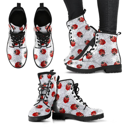 Women's High Help Combat Boots Seven Star Ladybird Cute Cartoon British Work Clothes Boots Michan Direct
