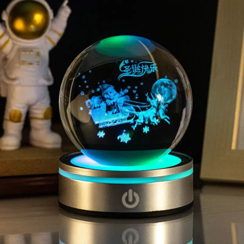 Creative 3D Inner Carving Luminous Crystal Ball Colorful Gradient Small Night Lamp Home Decorations Gifts Selection Michan Direct