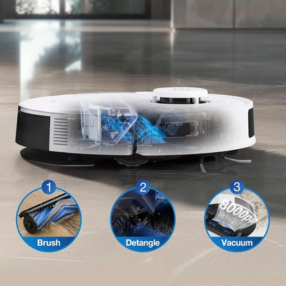 Aspirateur robot ECOVACS DEEBOT N20 avec fonction lavage, 8 000 Pa, autonomie de 300 min, système anti-enchevêtrement
