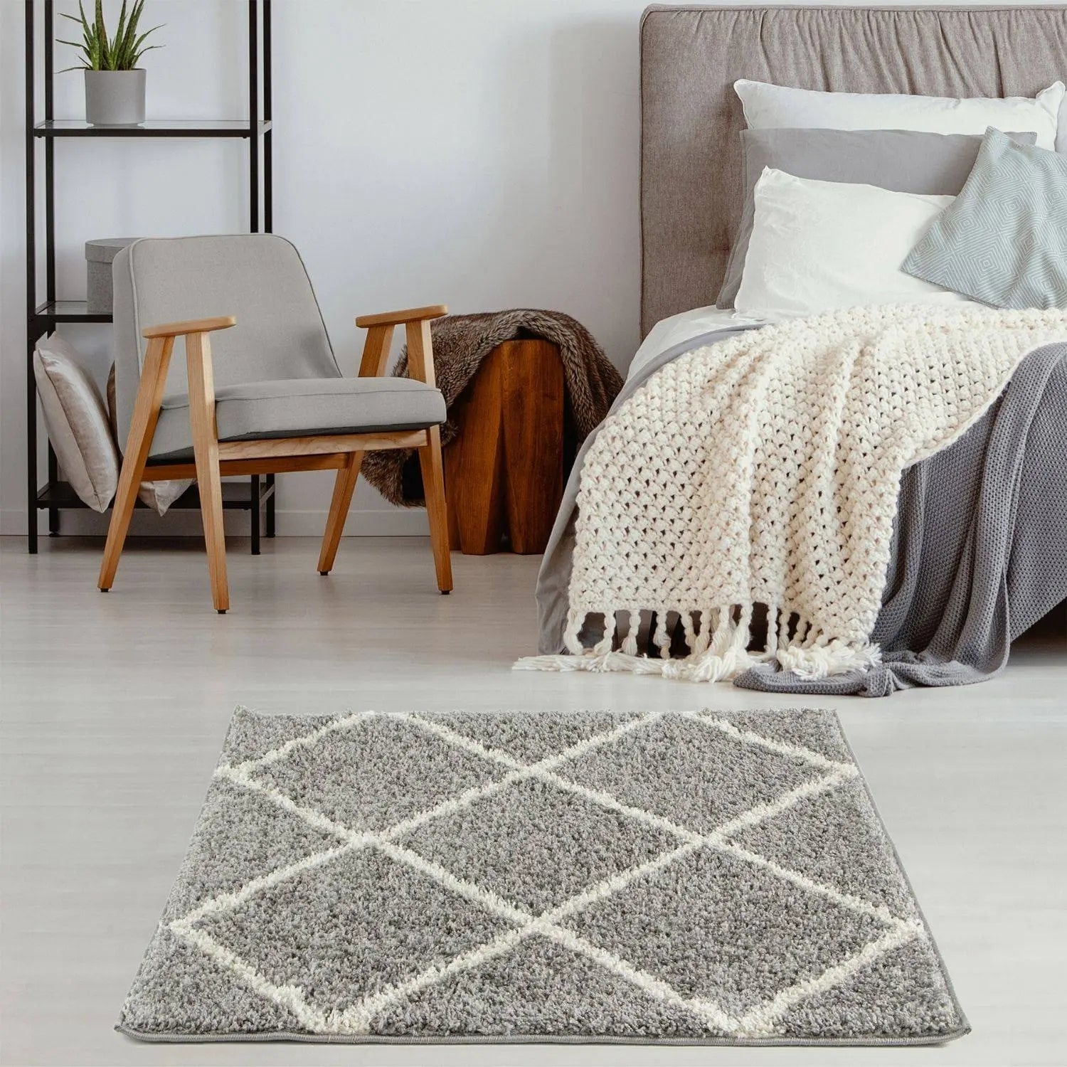 Moroccan Grey Shaggy Rug | 510 The Rugs