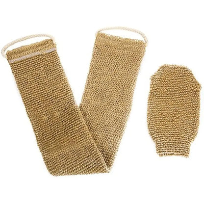 100% Natural Exfoliating Hemp Back Scrubber, Bath & Shower Body Brush Scrubber with Handle, Durable Machine Washable, Free Mitt Jolof Store