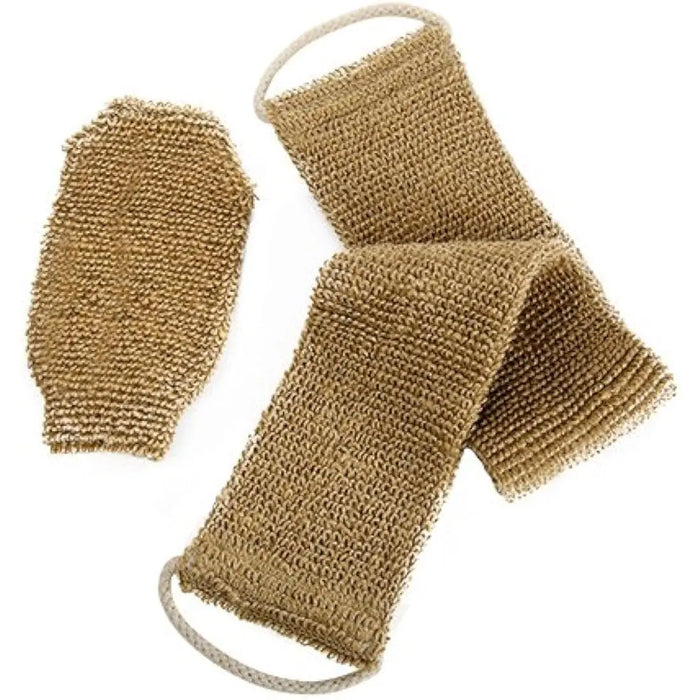 100% Natural Exfoliating Hemp Back Scrubber, Bath & Shower Body Brush Scrubber with Handle, Durable Machine Washable, Free Mitt Jolof Store