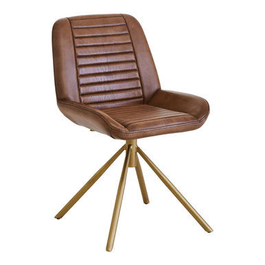 Buffalo Brown Leather Chair with Gold Finish Legs