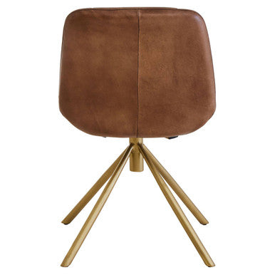 Buffalo Brown Leather Chair with Gold Finish Legs