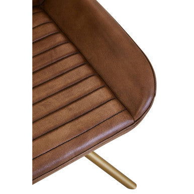 Buffalo Brown Leather Chair with Gold Finish Legs