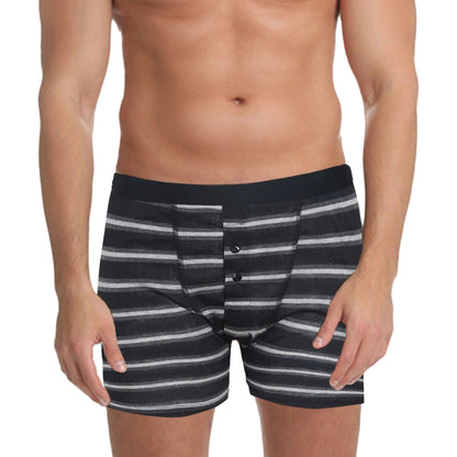 Sock Stack Boxer Shorts 6 Pack Striped Cotton Blend Stretch Men's Underwear Black Grey Cotton Rich Stretch Comfort Fit Sock Stack