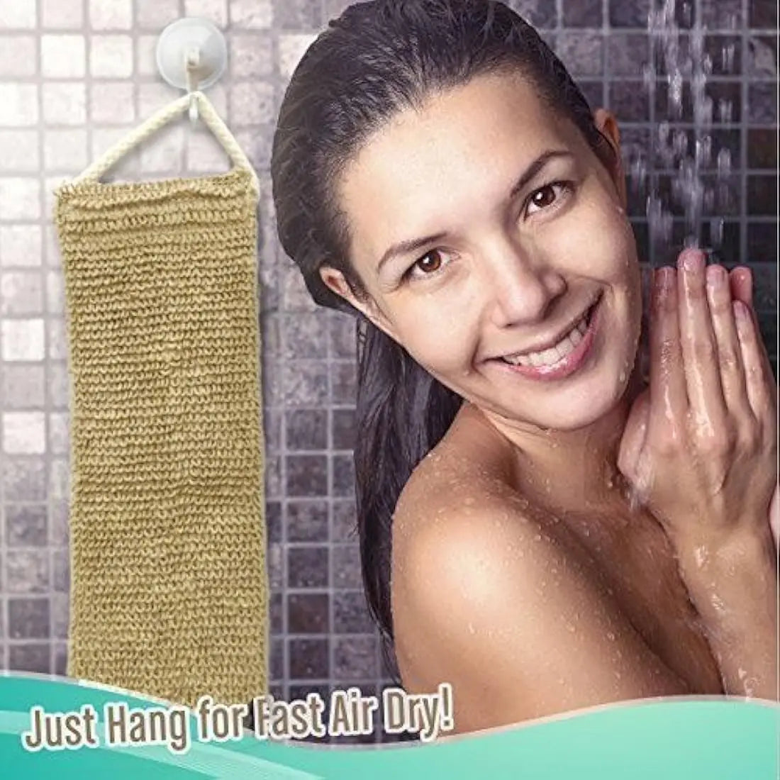 100% Natural Exfoliating Hemp Back Scrubber, Bath & Shower Body Brush Scrubber with Handle, Durable Machine Washable, Free Mitt Jolof Store