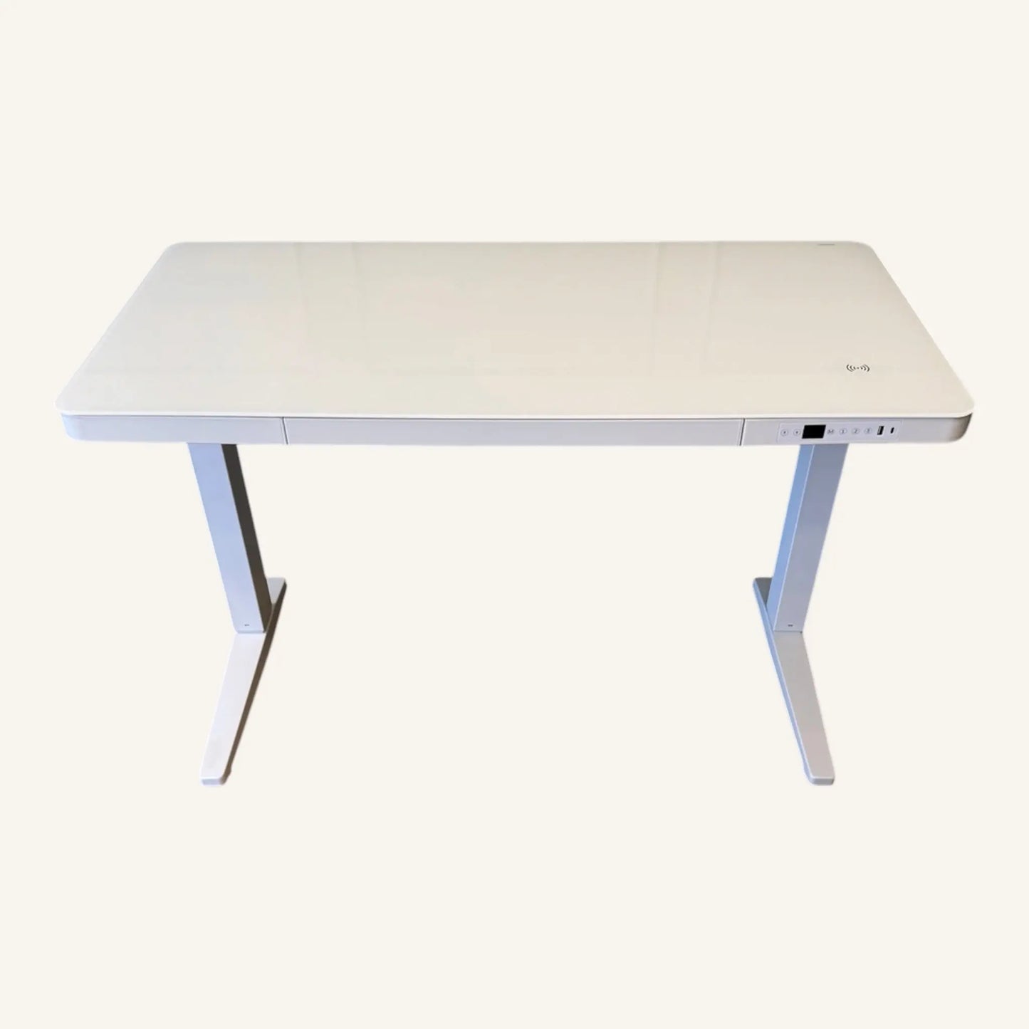 E-Max Electric Height Adjustable Desk White (Glass Top) – Purus Life Purus Life
