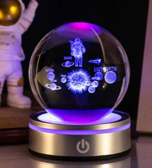 Creative 3D Inner Carving Luminous Crystal Ball Colorful Gradient Small Night Lamp Home Decorations Gifts Selection Michan Direct
